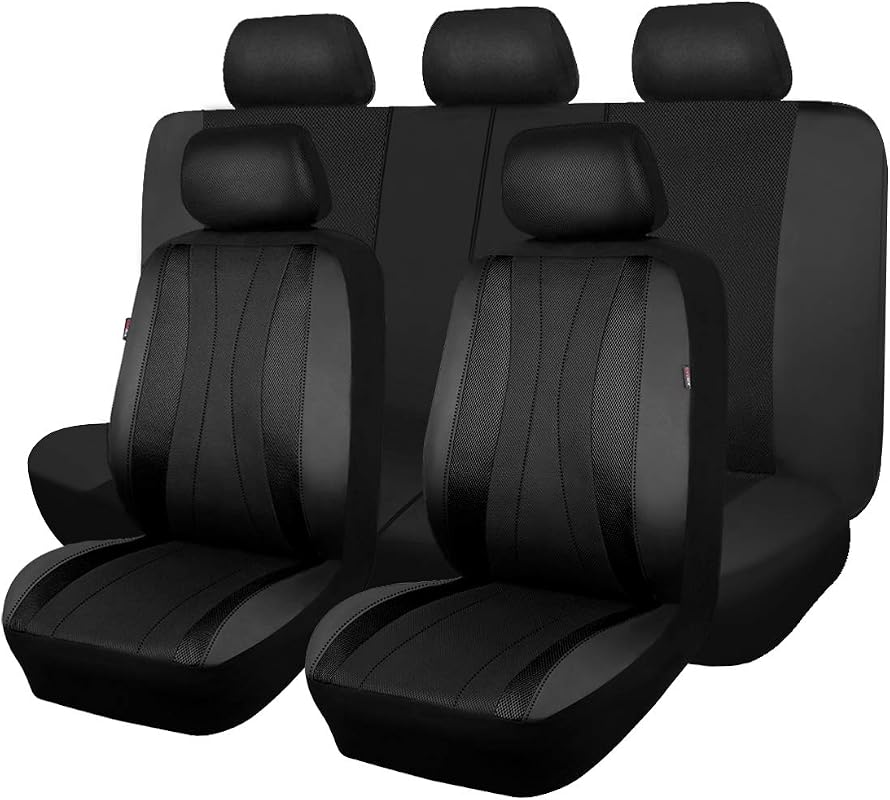 Flying Banner faux leather car seat covers full set in black
