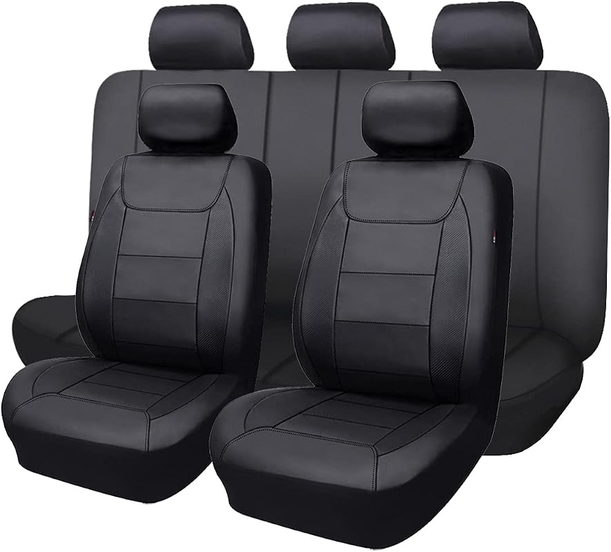 Flying Banner Waterproof Faux Leather car seat covers full set in black