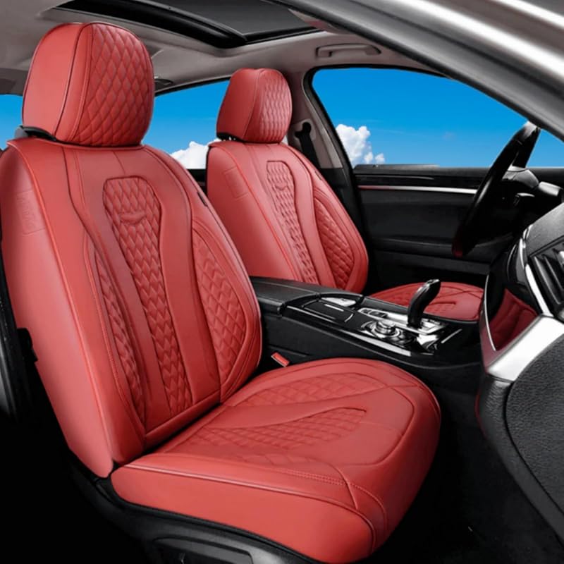 Coverado Red Leather Car Seat Covers for front and rear seats