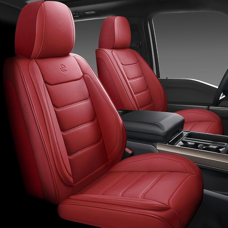 Full Coverage Faux Leather Car Seat Covers in wine red