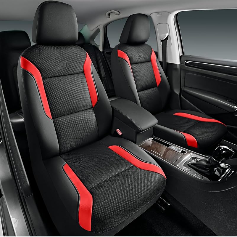 Skechers memory foam car seat covers with air cool mesh in red