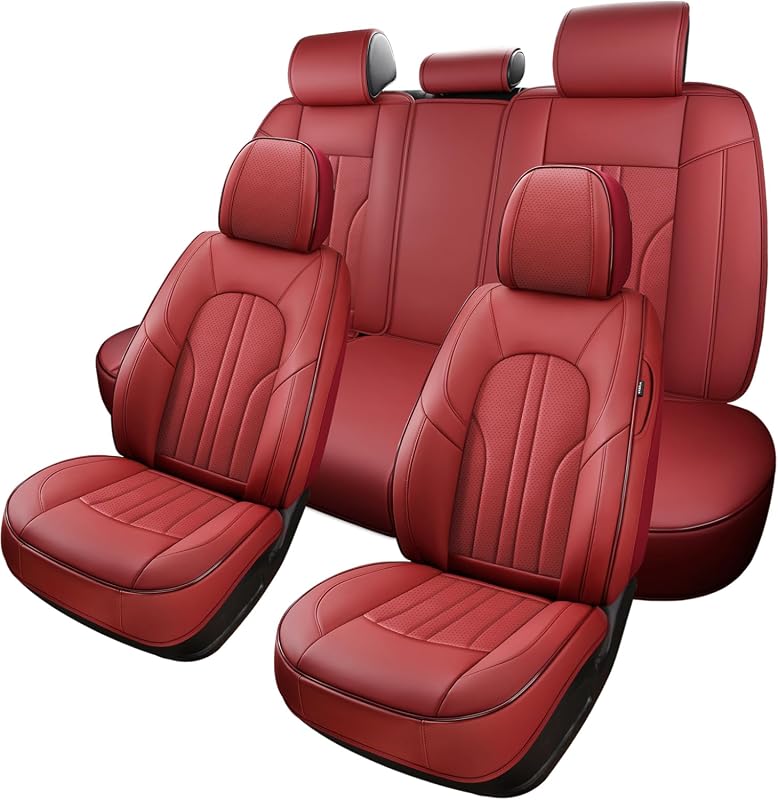 Red Leather Car Seat Covers full set