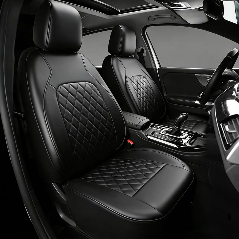 Universal Luxury Leather Car Seat Covers Full Set in black