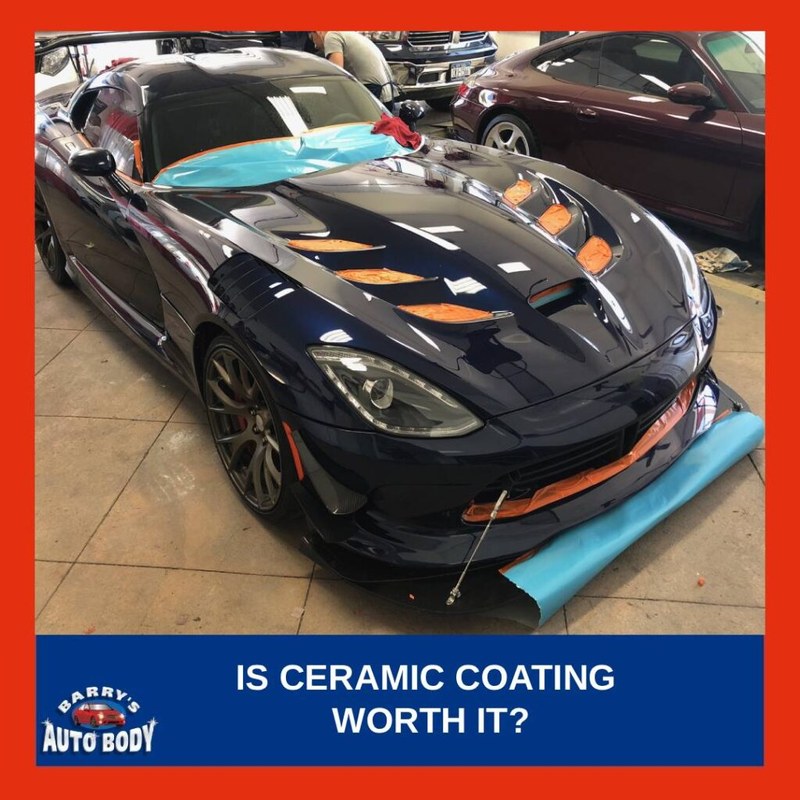 Ceramic-coated car hood showing water beading and glossy finish after application.