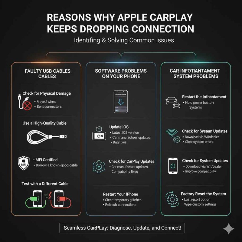 Driver installing wireless CarPlay adapter in car dashboard