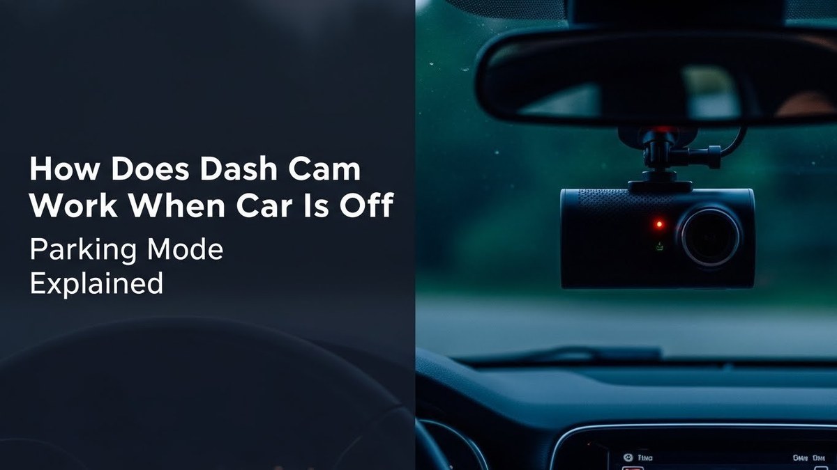 Diagram illustrating a dash cam's motion and impact sensors detecting activity around a parked car.